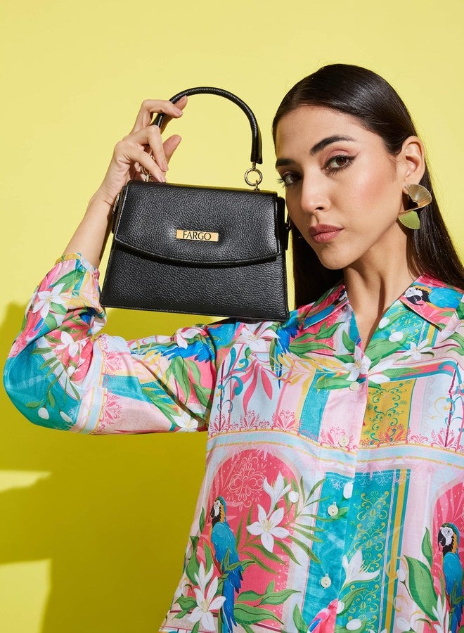 فارجو حقيبة يد صغيرة أنيقة من الجلد النباتي من فارجو، مناسبة للسيدات والفتيات | اللون الأسود - Image 2